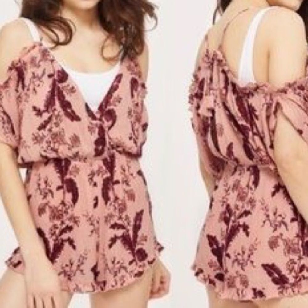Topshop Pink Floral Flowy Romper